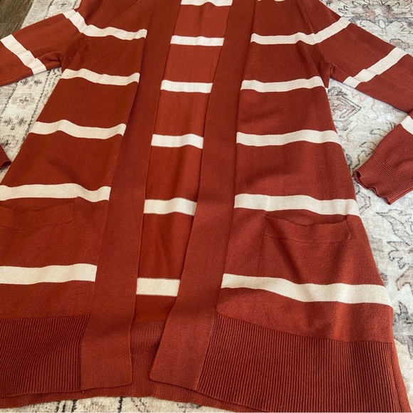 Love Ellie Rust and Cream Striped Cardigan - Picture 2 of 11